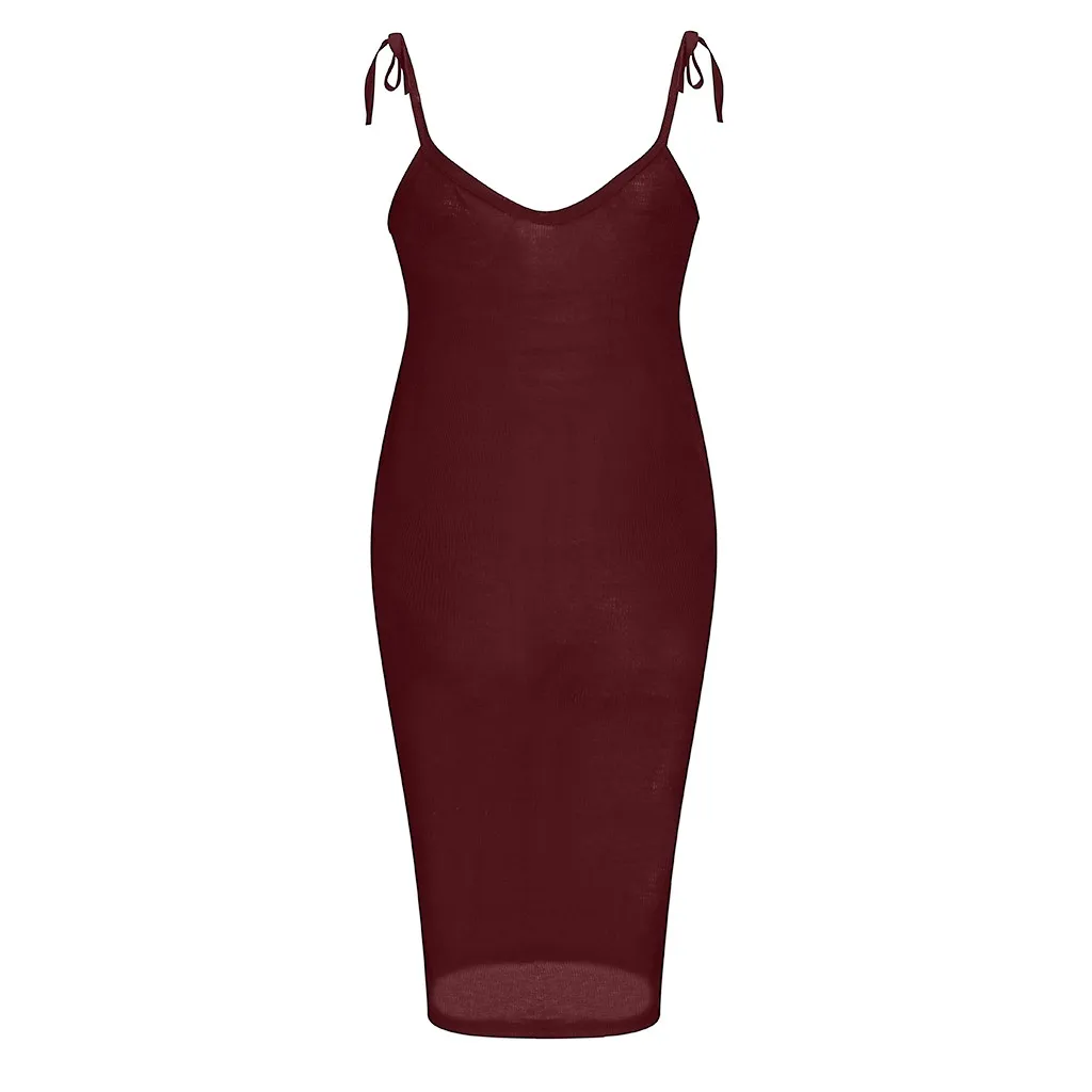

LONSANT Maternity Dresses Women Sleeveless Solid Sexy V-neck Straps Bandage Dress casual Pregnancy Vest Dress Maternity clothes