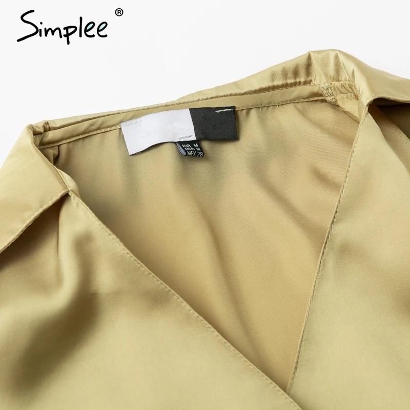 Simplee Сексуальная v-образным вырезом женская блуза рубашка Элегантная кнопка с