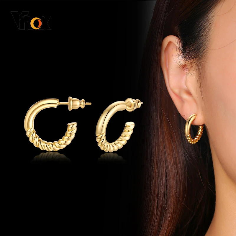 Vnox трендовые витые Висячие серьги для женщин вечерние ювелирные с золотым