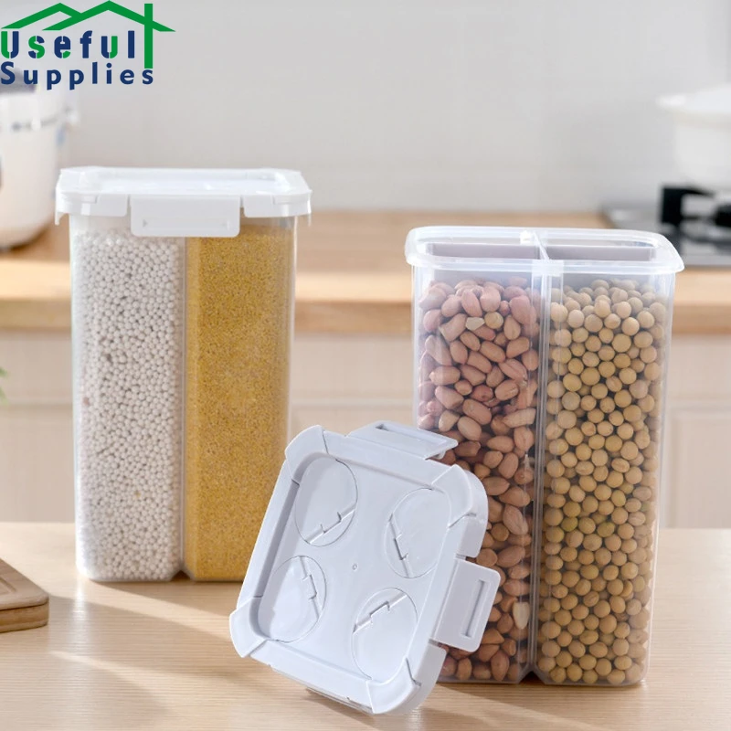 

Герметичные прозрачные контейнеры для хранения пищевых продуктов, кухонный шкаф, пластиковые зернистые коробки, аксессуары для специй рос...