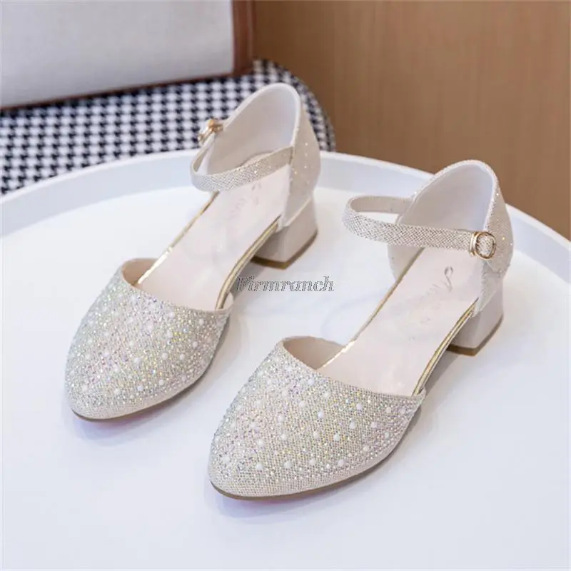 

Women's shoes sandals 2021 summer new hollow large size women's shoes thick heel buckle rhinestone single shoe sandals