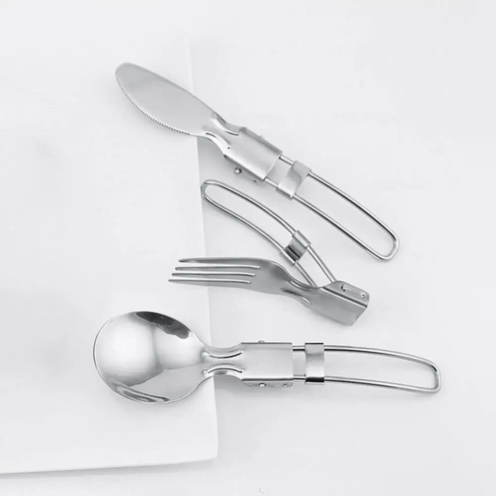 

3Pcs/Set Cookware Backpack Spork Fork Stainless Steel Fold Knife Utensil Spoon Set Picnic Camp Cutlery Tableware Flatware