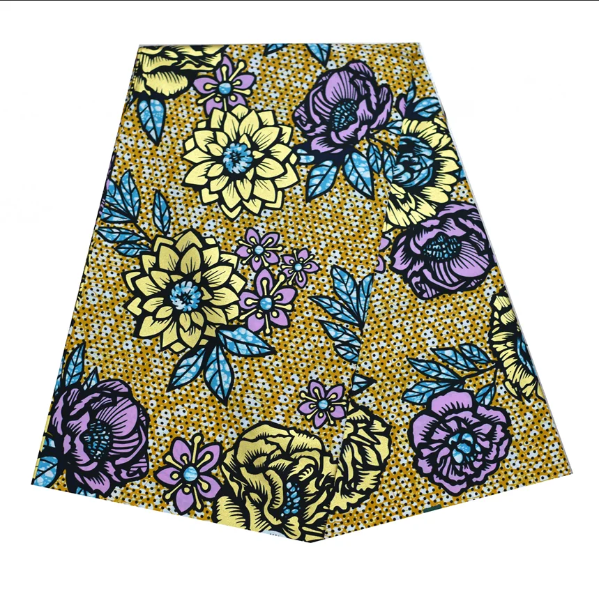 

Newest Designs African Best Quality Golden Wax Fabric Nigeria Ankara Printed Materials 6 Yards For Sewing Wear Cotton Print Wax