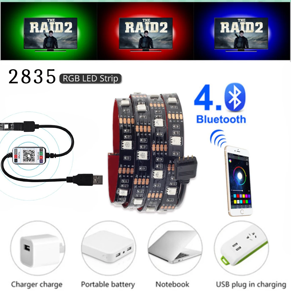 Bluetooth Wifi светодиодный светильник Rgb лента Usb 5 В для ТВ s Pc подсветка