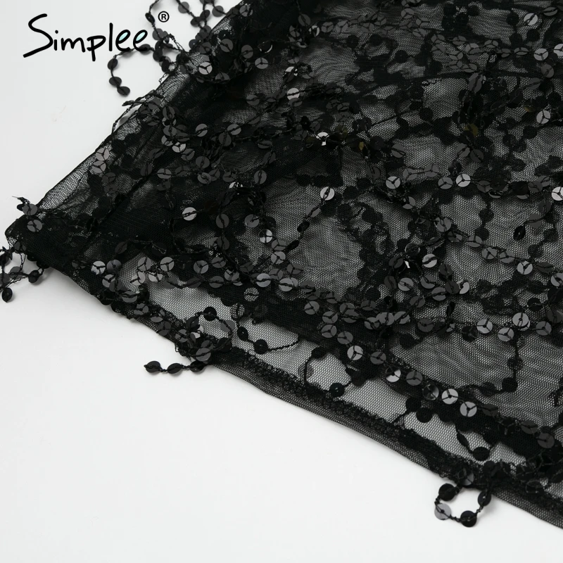 Осенне-зимнее кружевное длинное платье Simplee с блестками сексуальное сетчатое