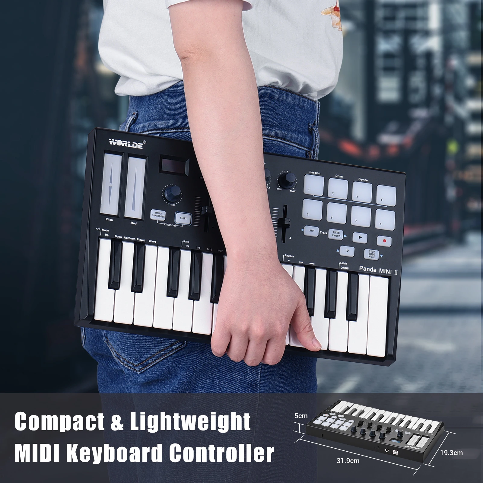 WORLDE Panda MINI II 25 клавиш USB MIDI контроллер клавиатуры с 8 RGB Подсветкой | Спорт и