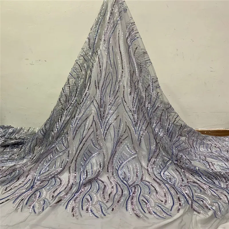 

NaXiu High Quality French Sequins Lace Fabric Latest African Dry Lace NIgerian Beads Lace Fabrics For Wedding Pary