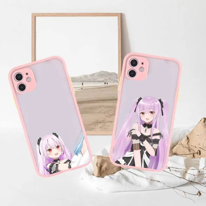 

Uruha Rushia Hololive Girl Phone Case For iPhone 13 12 11 Mini Pro XR XS Max 7 8 Plus X Matte transparent Pink Back Cover