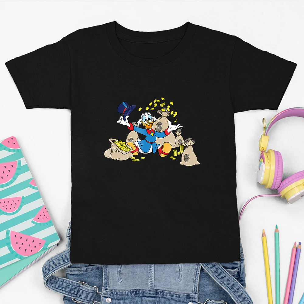 Scrooge-camisetas de Disney para ni&ntilde;os, ropa con estampado de McDuck, moda de verano al aire libre, Unisex, cuello redondo-1