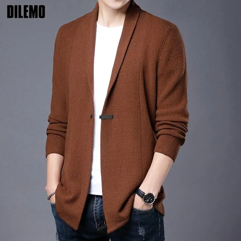 

Top Quality New Brand Fashion Woolen Slim Knit Cardigan Men Japanese Sweater Casual Streetwear Coats Jacket Mens Clothes 2022