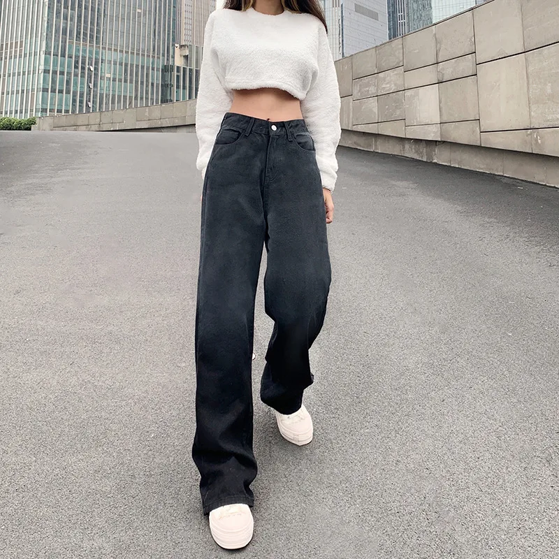 

Women's Pants Straight Leg Jeans Women's High Waist Slim Loose Autumn And Winter Pants European And American Fashion Style Pants