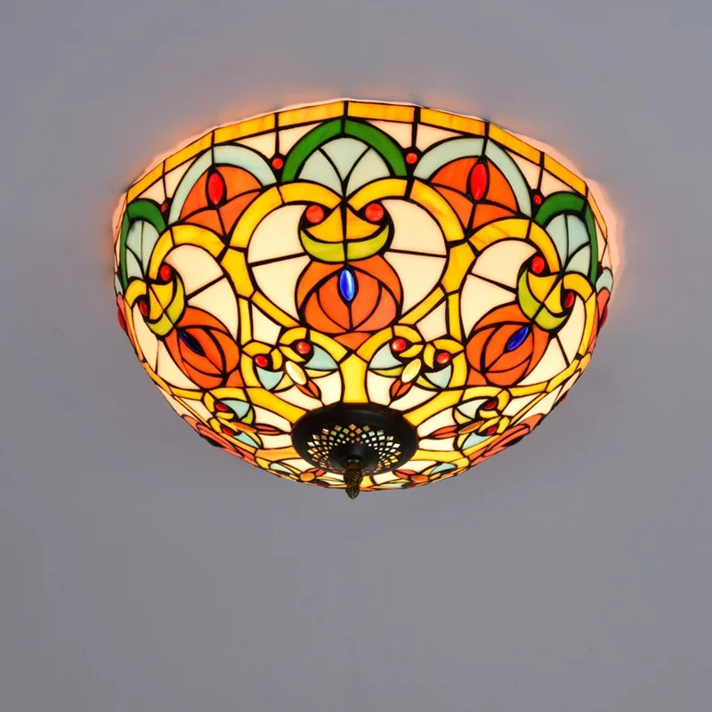 

40cm European-Style Vintage Peach Heart Beads Colorful Glass Restaurant Bedroom Corridor Corridor Bathroom Glass Ceiling Lamp