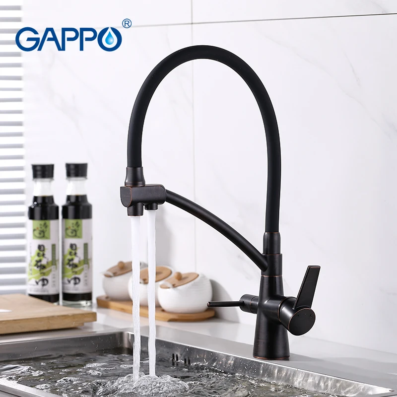 Gappo 3 ходовой смеситель для кухонной раковины черный латунный Смеситель