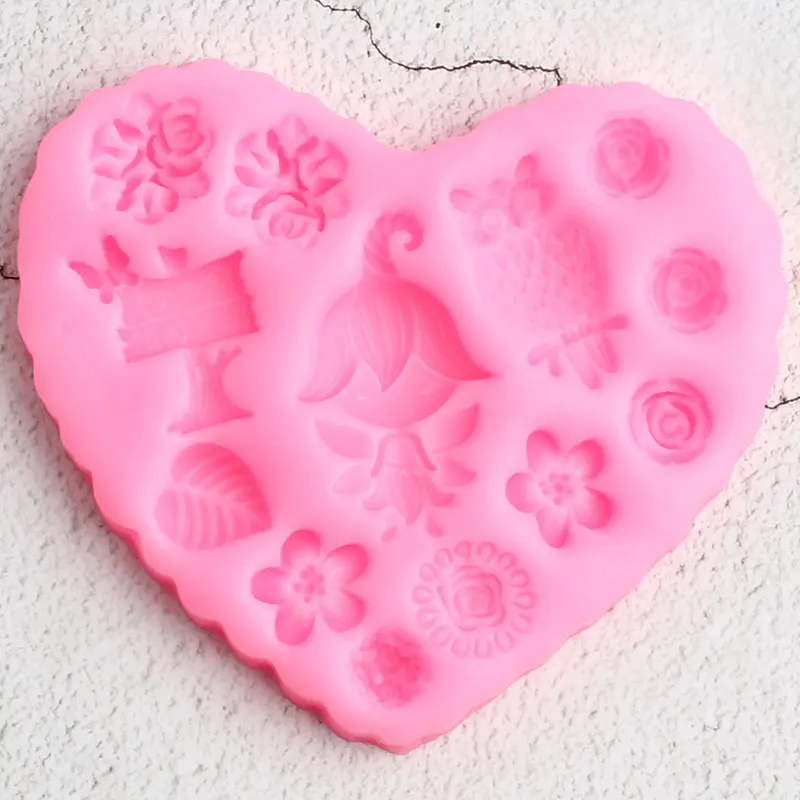 Силиконовые формы для украшения торта в виде цветов сказочный сад детский день