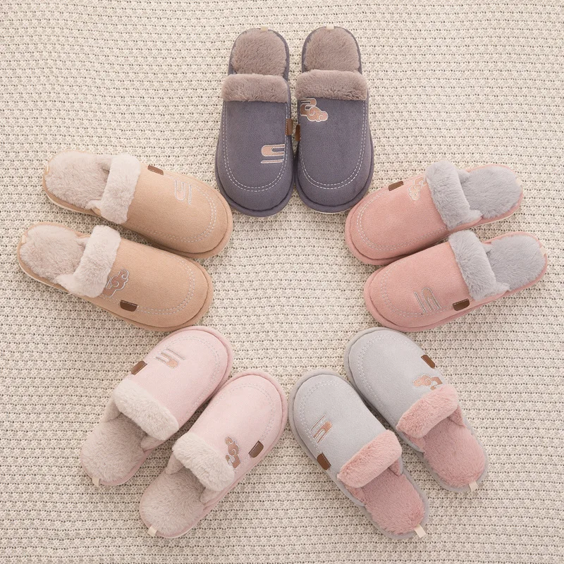 Зимние теплые мужские домашние тапочки Домашняя мужская обувь с мехом в