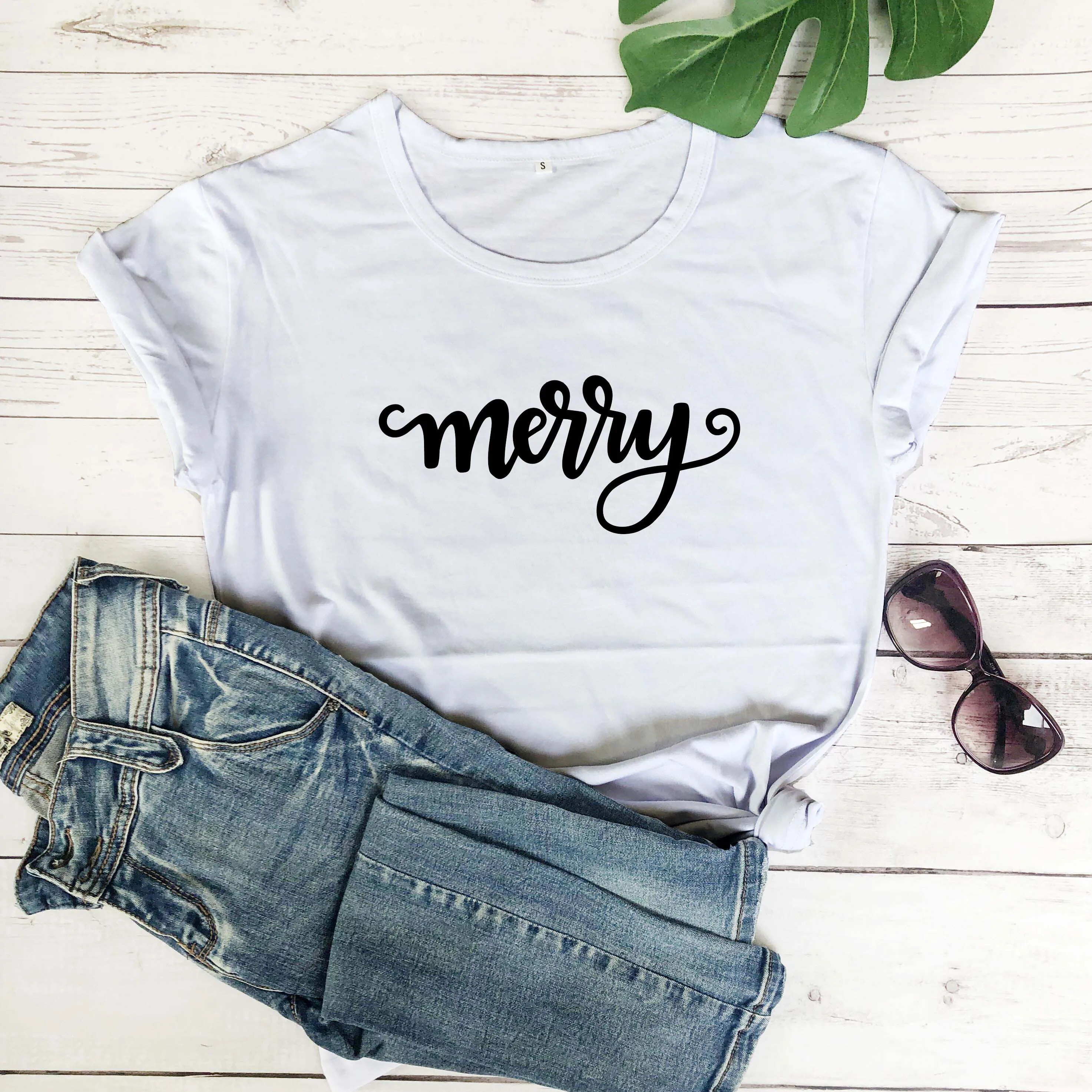 

Merry Christmas women fashion cotton casual hipster vintage holiday gift girl gift t shirt slogan quote street style tees P006