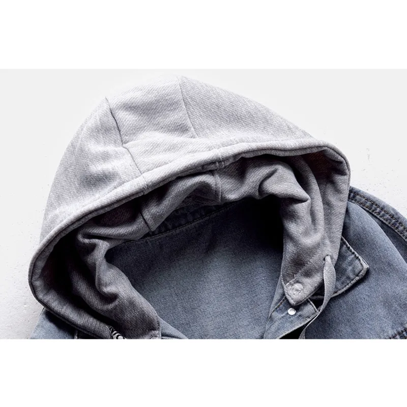 

Spring Autumn Hooded Denim Jacket Women Fahion Single Breasted Pocket Plus Size Vintage Streetwear Jeans Coat Female