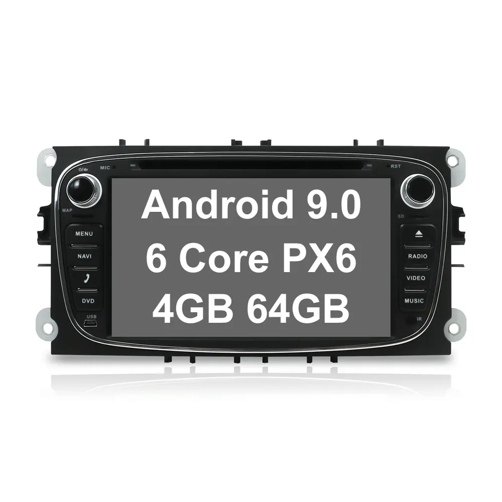 Android 9 64G Black Bosion Android 9,0 автомобильный мультимедийный плеер gps 2 Din PX6 автомобильный dvd для FORD/Focus/S-MAX/Mondeo/C-MAX/Galaxy wifi автомобильный Радио gps 4G64G - Цвет: Android 9 64G Black