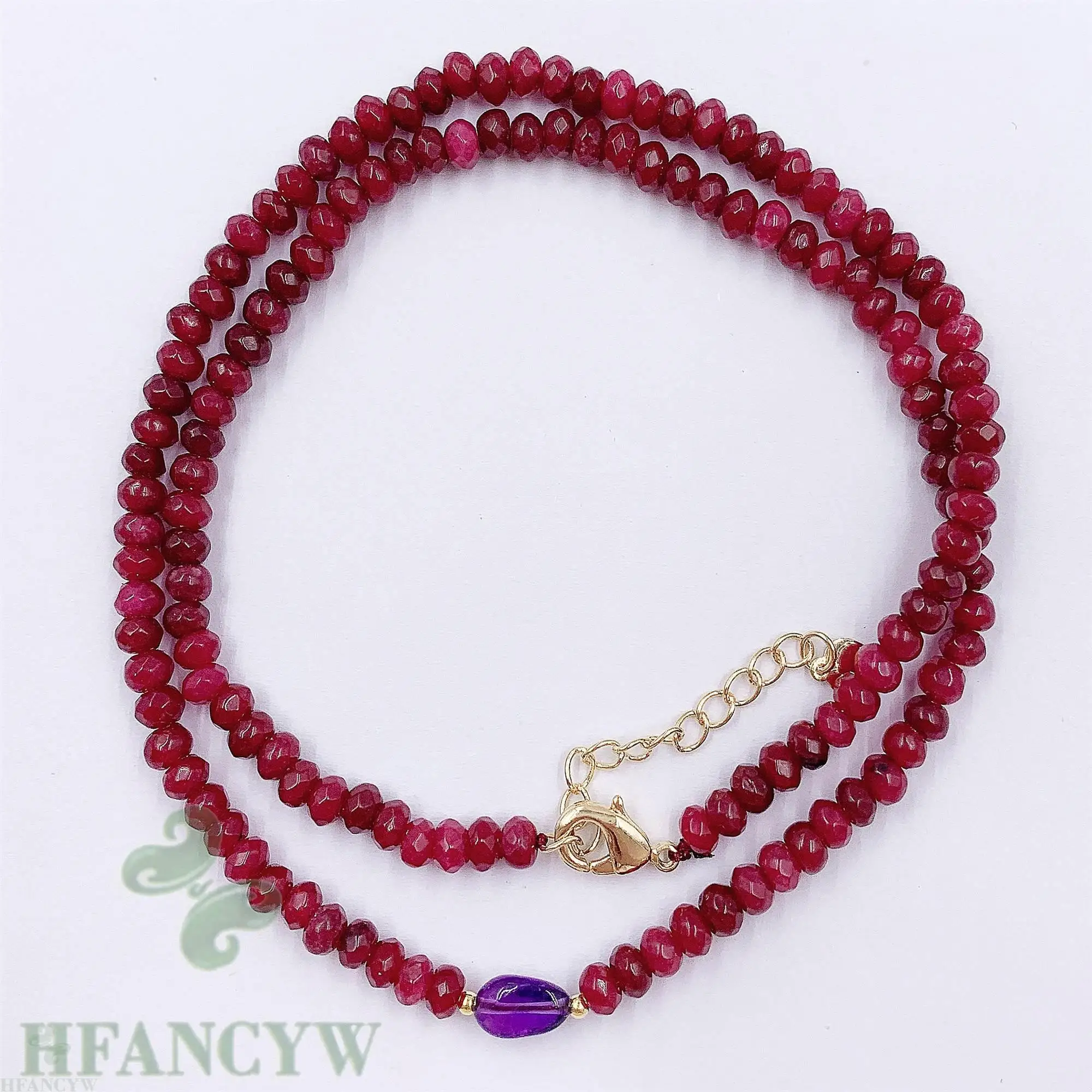 Красный халцедон ожерелье с фиолетовыми стразами 18 дюймов культивированный