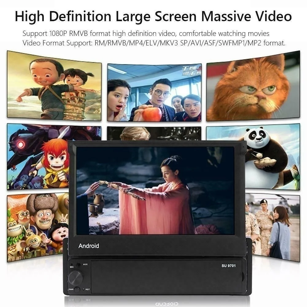 Автомагнитола 7 дюймов Android 1 Din GPS-навигация Wi-Fi Bluetooth FM-радио MP3 MP5 плеер USB AUX