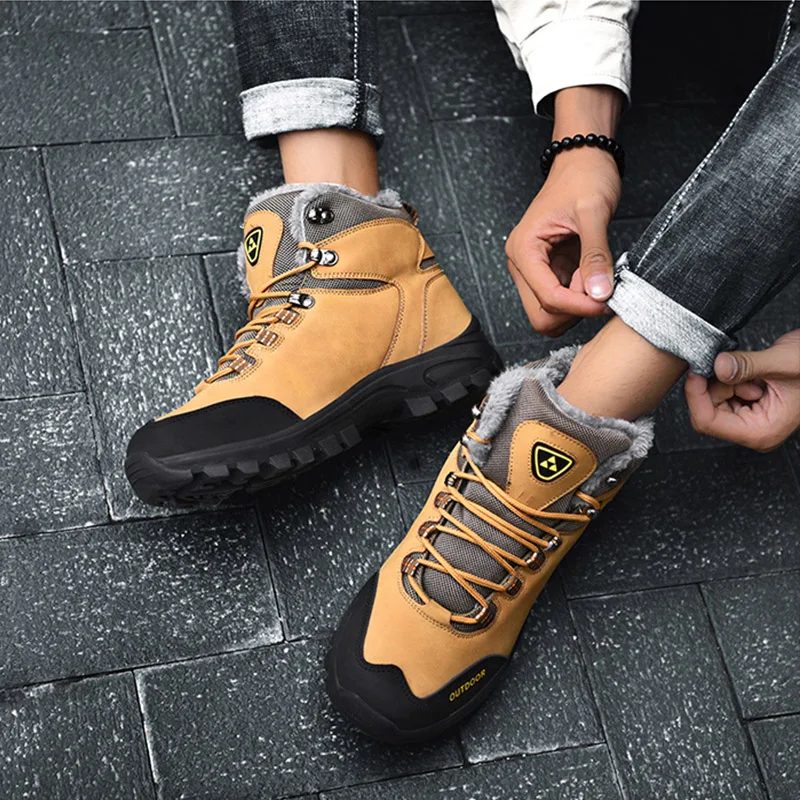 MWSC Warm Fur Lining Ankle Snow Boots For Men Male Outdoor Waterproof Shoes Non-slip Casual | Обувь