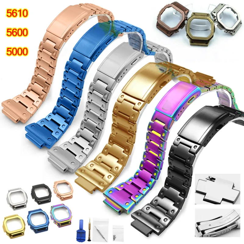 5600 металлический Нержавеющая сталь ремешок GW-M5610 ремешок DW 5600 GW-5000 DW-5030 G-5600 ремешок для наручных часов рамка чехол ремень инструменты