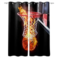 flame basketball ball box sports art blackout curtain for the bedroom living room kitchen curtain panel study blackout curtain