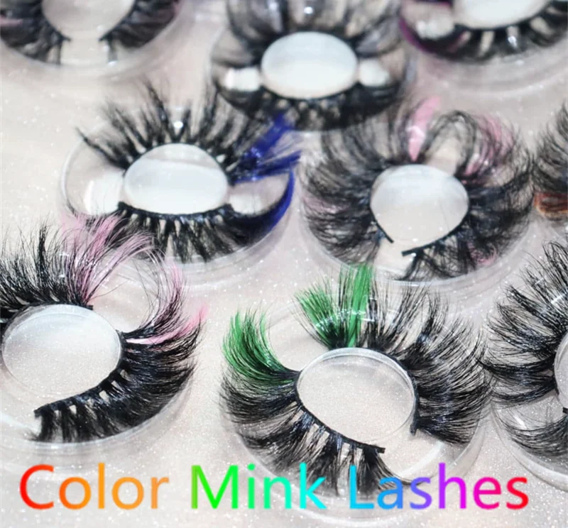 

Colored Eyelashes Natural Real Mink fluffy Style Eye lash Extension Makeup Cosplay Colorful Eyelash