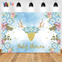 yeele photo backdrop baby shower blue flower golden deer vinyl background props photozone photography for party decor customized