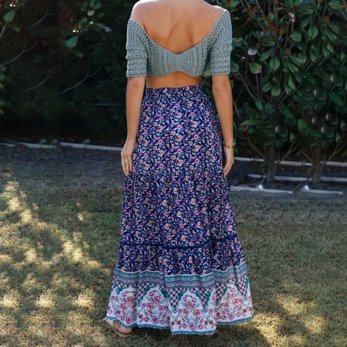 

Summer Boho Hippie Long Women Skirt falda mujer moda Jupe Women Maxi Skirt Bohemian Style Gypsy Casual Beach Skirts 2021