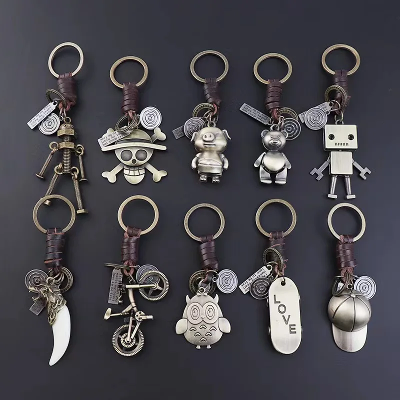 Новинка 2022 брелок из натуральной кожи в стиле панк-рок винтажные брелки с