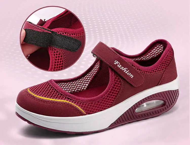 Женская сетчатая обувь на Покатой подошве 2021 Сезон лето воздушной подушке