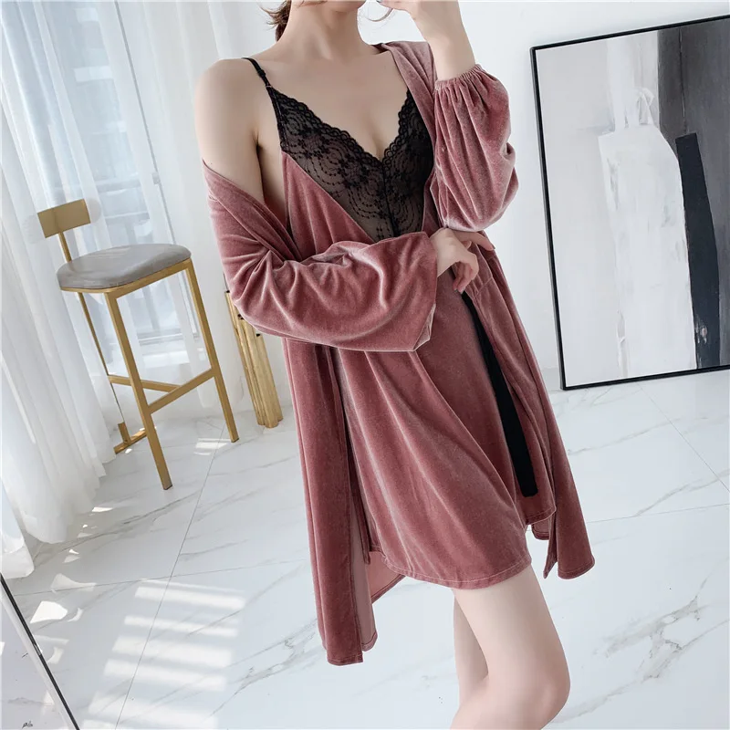 Зимний женский халат MECHCITIZ комплект одежды осенняя бархатная Пижама модель