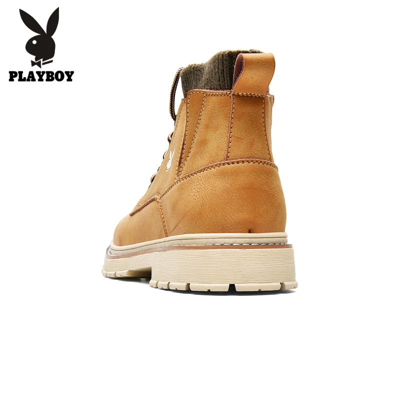PLAYBOY/Новые ботинки; мужские кожаные кроссовки; модные зимние теплые ботинки; Мужская дышащая обувь на шнуровке; мужская повседневная обувь