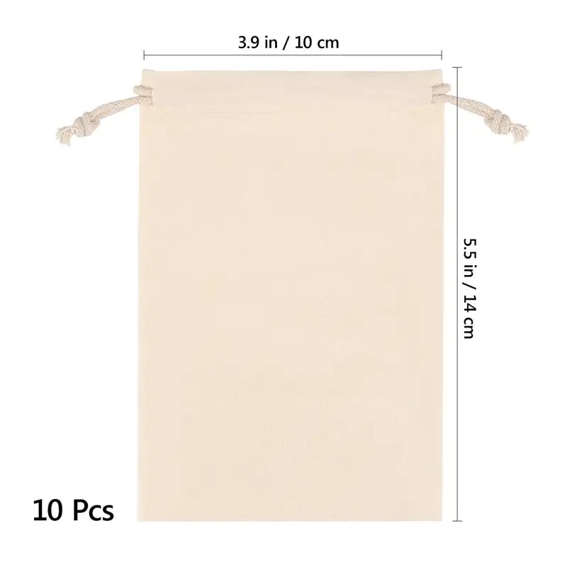 10PCS Cotton Simple Nice Good Quality Drawstring Pouches for Gifts Wedding | Дом и сад
