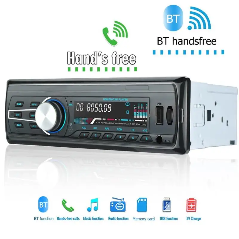 Авторадио 1 DIN Авторадио автомобильное аудио в тире стерео аудио USB FM радио Bluetooth Hands-free головное устройство MP3 музыкальный плеер