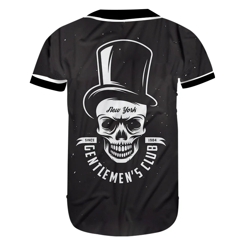 

UJWI 3D Printed Hat Skull Men's Baseball Shirt High Quality Fitness T-shirt The New Listing Man Large Size Hipster Tshirt
