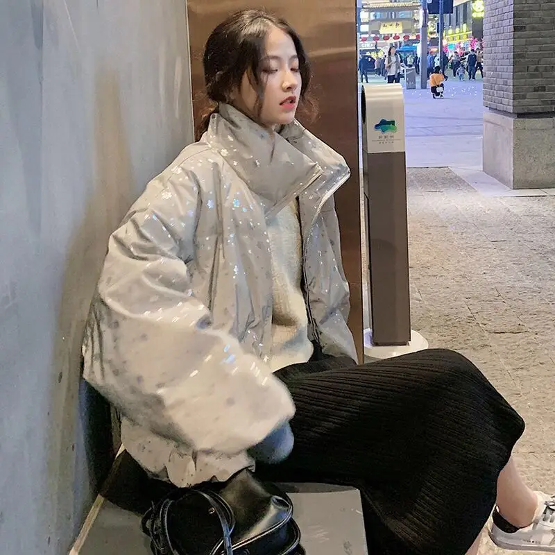 

New Reflective Jacket Women 2020 Flash Short Hooded Night Glowing Short Jacket Zipper Women Reflective Hooded Jackets