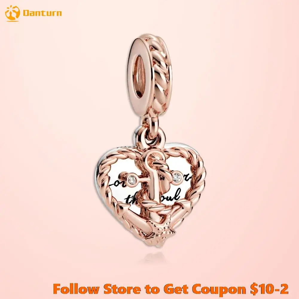 

2020 New S925 Sterling Silver Beads Rope Heart & Love Anchor Dangle Charms fit Original Pandora Bracelets Women Jewelry
