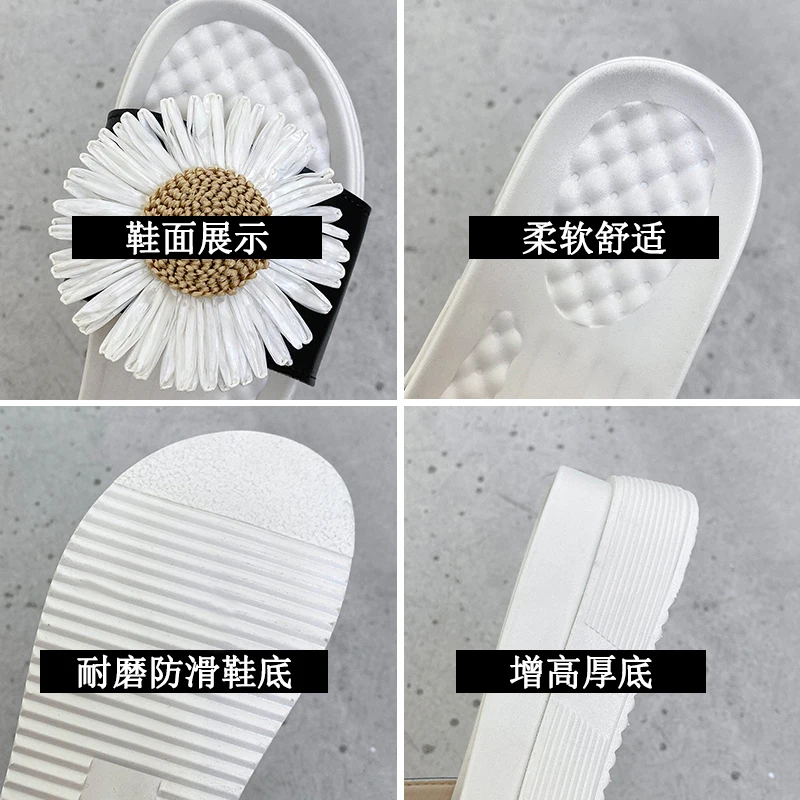 

Shoes Woman 2021 Slippers Flat Pantofle Low Platform Luxury Slides New Designer Summer Floral Rubber PU Female Shoes Ladies' Sli