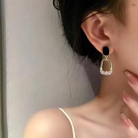2021 korean version of square zircon geometric earrings elegant temperament female earrings jewelry