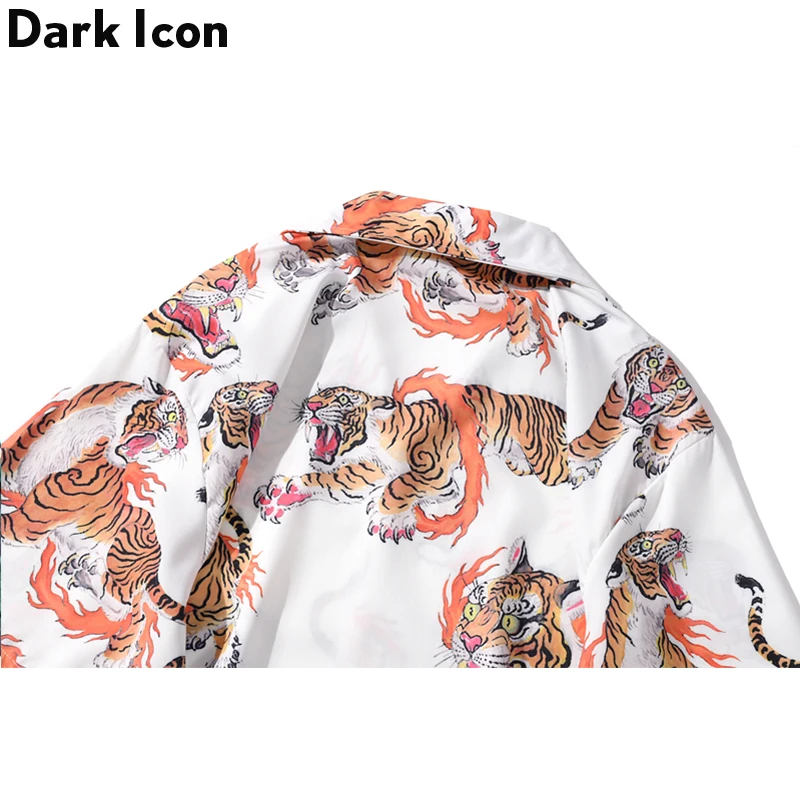 Dark Icon Tiger Full Print Hip Hop Shirt Men Women 2020 Summer Streetwear Men's Shirt Casual Shirts for Men