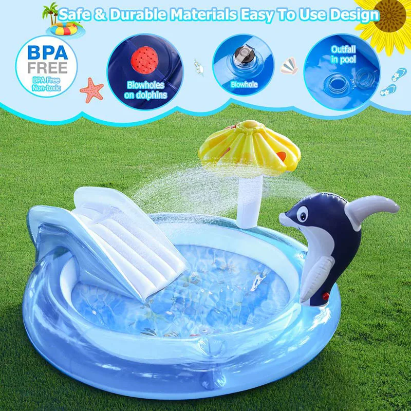 

Inflatale Garden Framed Pool With Awning AndLadder Used For Fountain Slide Game Children Outdoor Indoor Toys Baby Play Ball
