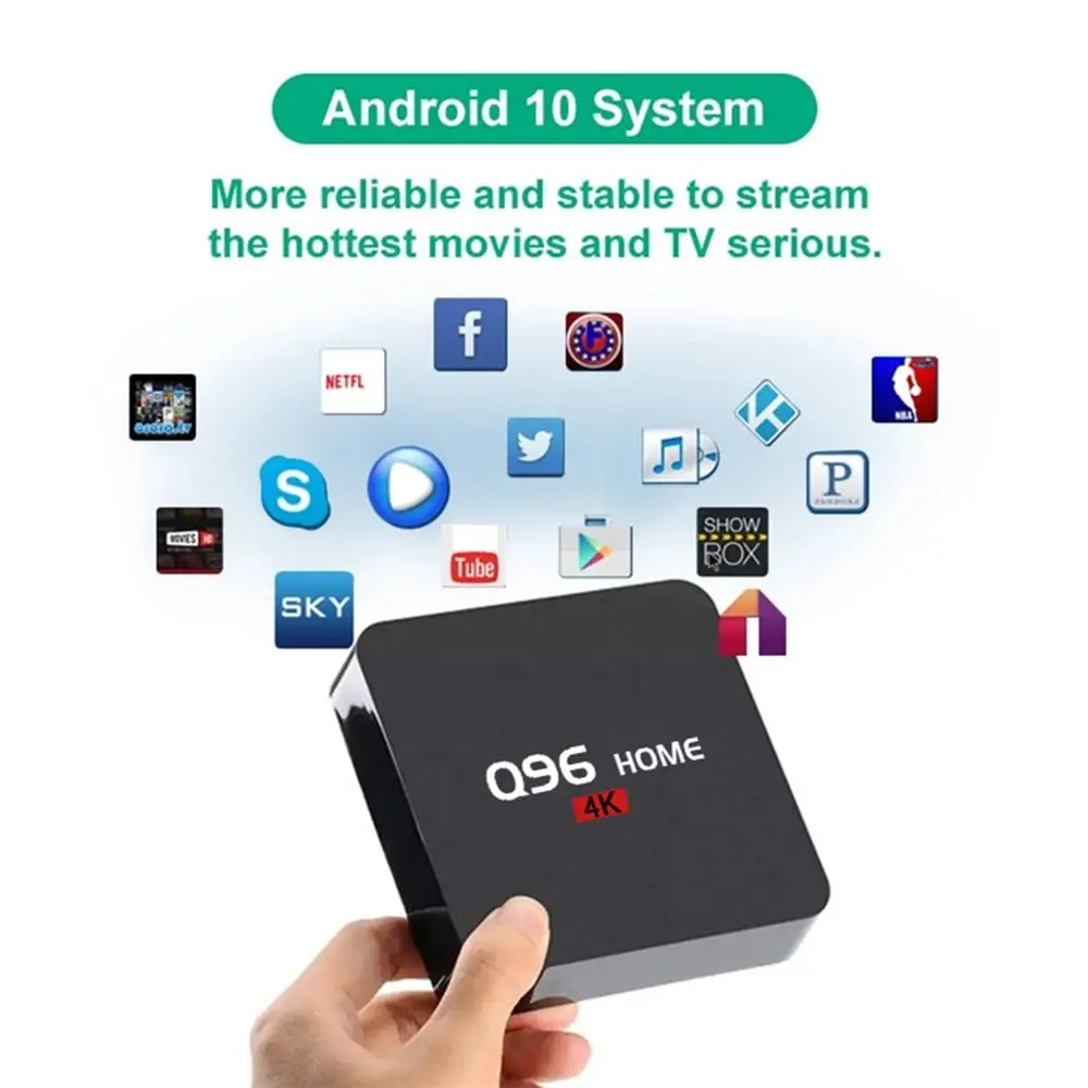 Приставка Смарт-ТВ Q96 HOME 4K H.265 Wi-Fi 4 ядра Android 10 |