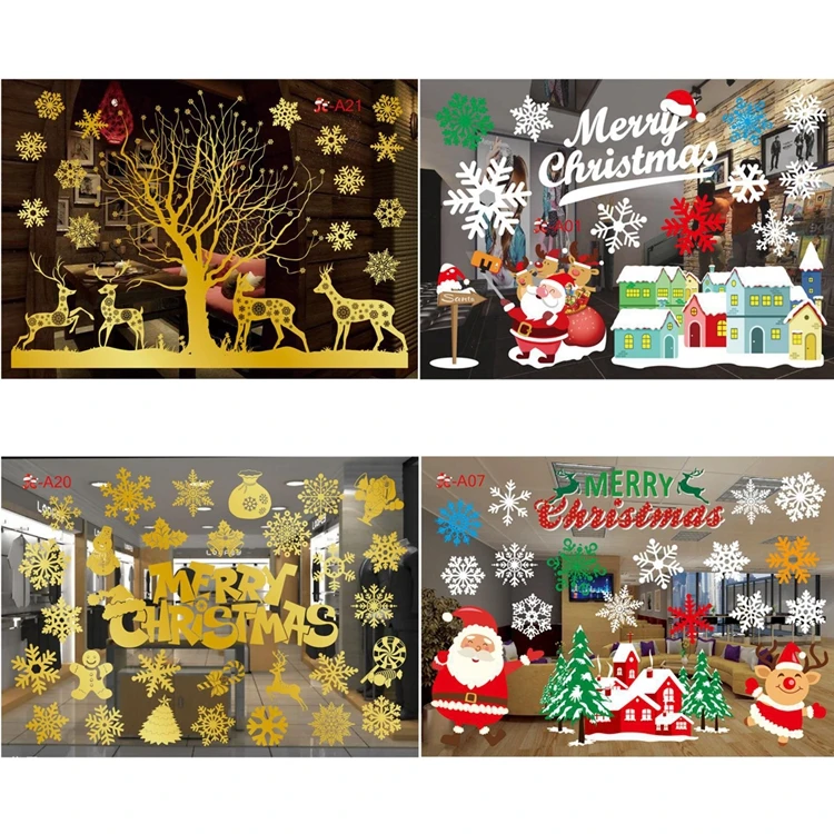 Taoup Merry новогодние наклейки на окно Noel Снежинка Санта-Клаус рождественские наклейки на стену украшения Рождественские украшения для дома