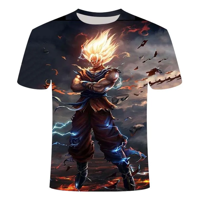 

2021 new summer boy round neck T-shirt 3D printing polyester cute funny cartoon size size men's short-sleeved casual top