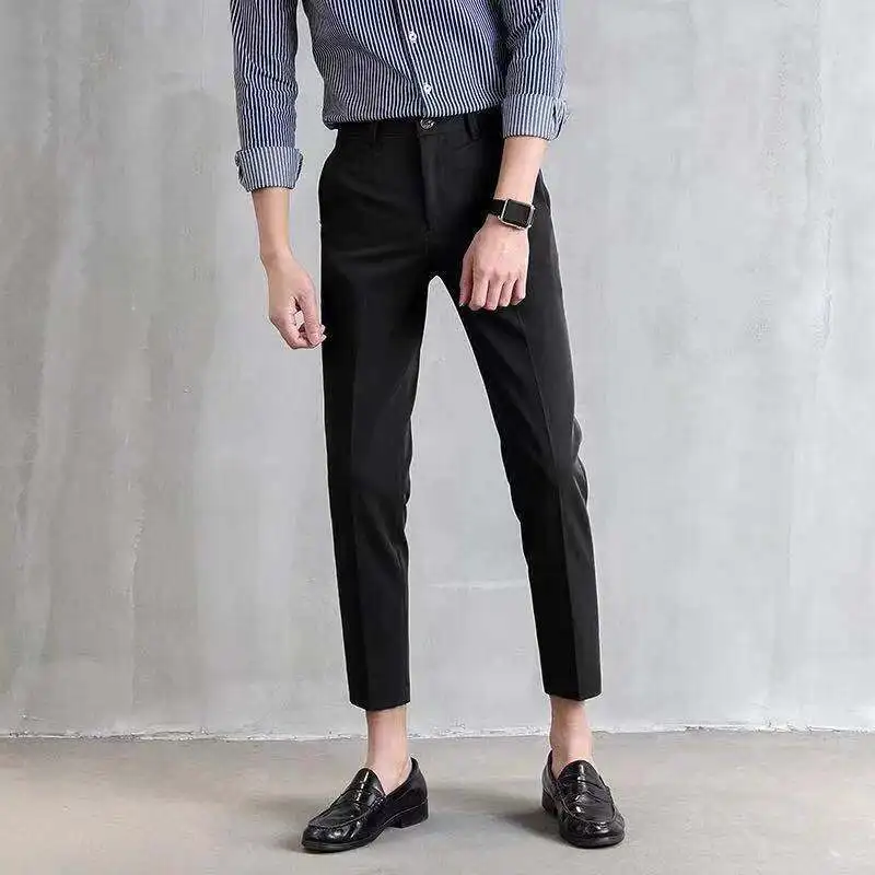 Ботильоны-Длина с льняными штанами Для мужчин Slim Fit Брюки Повседневное брюки