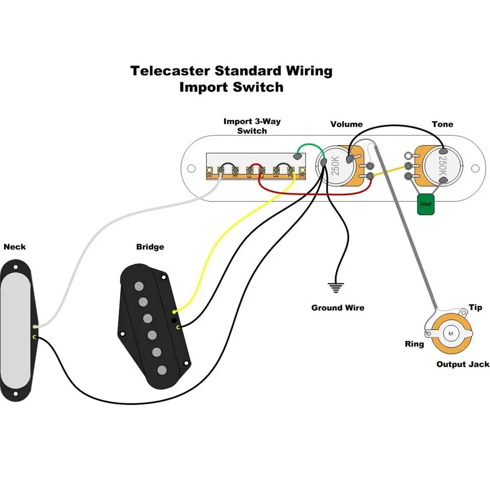 

3 Way Wired Loaded Prewired Control Plate Harness Switch Knobs for TL Tele Telecaster Guitar Parts