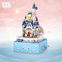 loz mini building princess castle eight music box rotating music box small grain building wood toy gift model puzzle toy