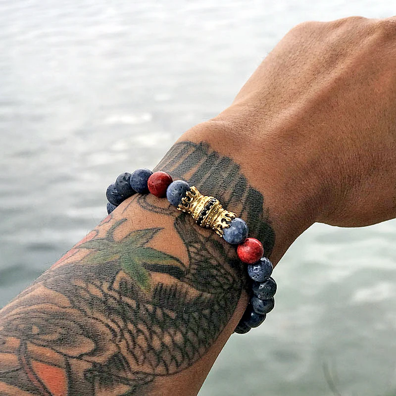 Mcllroy Bracelet Men Bead Sparta Crown 8mm Natural Stone Bracelet Bangle Handmade Man Jewelry Mens Bracelets erkek bileklik